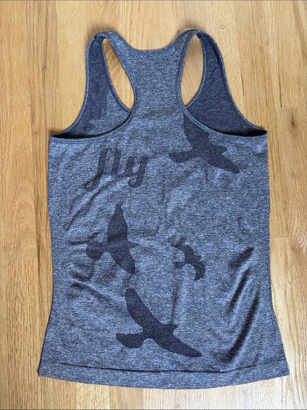 Oiselle Gray Tank Top with Dark Gray Bird Print M - Picture 4 of 4